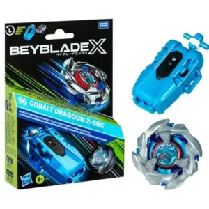 Hasbro Beyblade X Cobalt Dragoon 2-60C Deluxe Left-Spin String Launcher Set