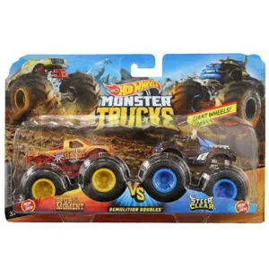Mattel Hot Wheels Monster Trucks 1:64 Demolition Doubles 2-Pk - Spur Moment Vs Steer Clear