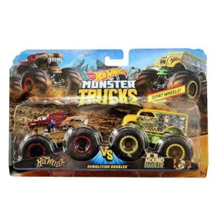 Mattel Hot Wheels Monster Trucks 1:64 Demolition Doubles 2-Pk - Hotweiler Vs Hound Hauler